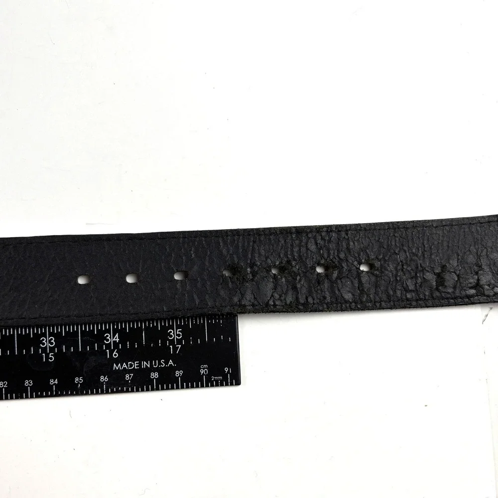 Leather Belt Mens‎ 36 Black Basketweave Embossed Silver Buckle